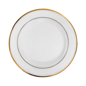 10 5/8" Dinner Plate - White, Double Gold Band