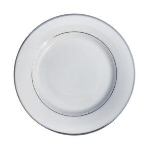 10 5/8" Dinner Plate - White, Double Silver Band