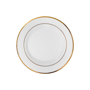 7 1/2" Salad Plate - White, Double Gold Band