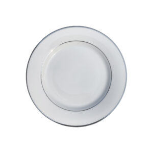 7 1/2" Salad Plate - White, Double Silver Band