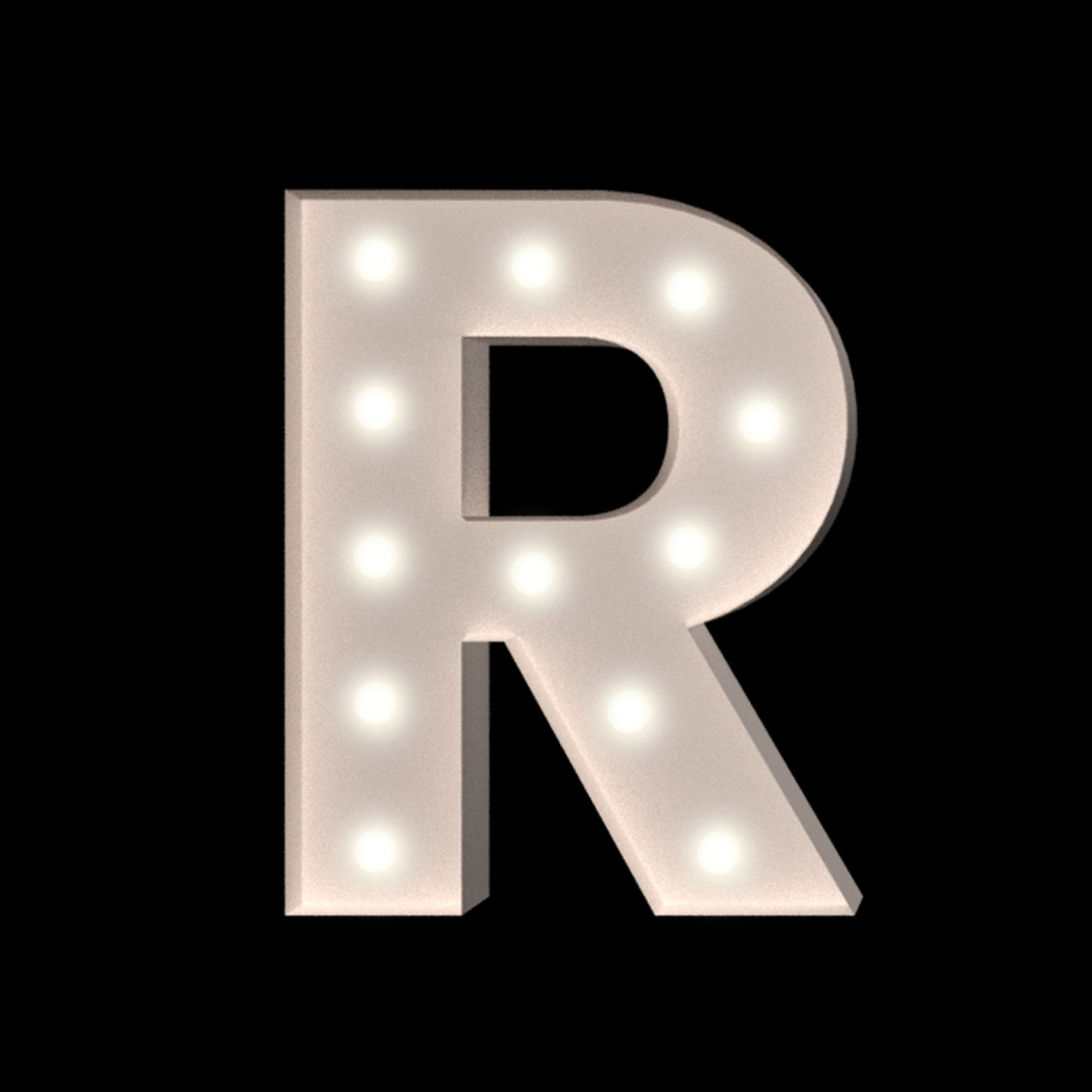 “R” Letter 4′ Tall Marquee – RGB Lights | GOOD EVENTS | Event Rentals