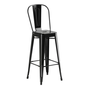 Bistro Style - Bar Stool Black with Back