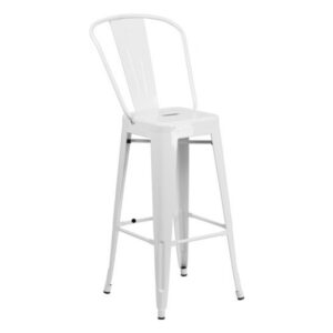 Bistro Style - Bar Stool White with Back