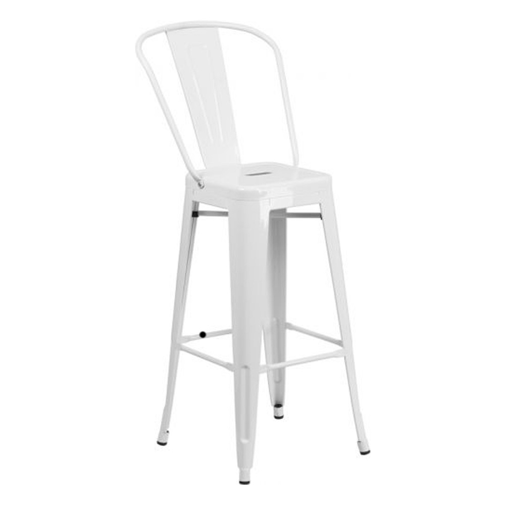 Bistro Style - Bar Stool White with Back