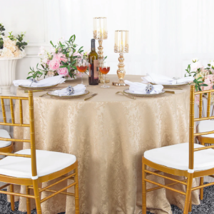 120″ Tablecloth | Damask Champagne