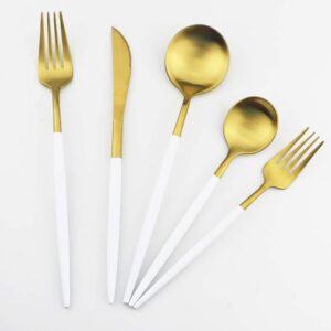 GOLD & WHITE Matte Flatware