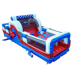 #131 = 30' Stars, Red White Blue Marble Obstacle Course – 30'L x 11'W x 11'H